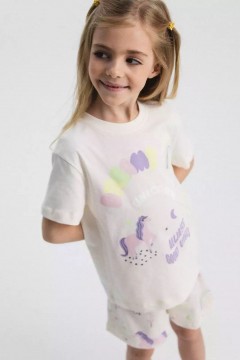 Пижама для девочки бежевая с шортами Vulpes 1014SS24 Familiy