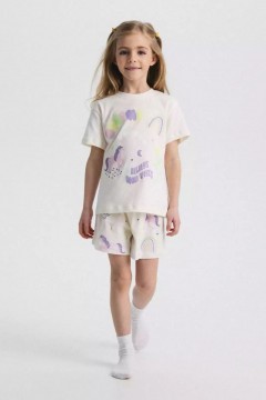 Пижама для девочки бежевая с шортами Vulpes 1014SS24 Familiy(фото2)