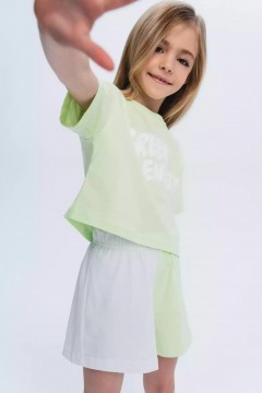 Пижама для девочки зелёная с шортами Vulpes 1013SS24 Familiy(фото2)