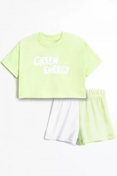 Пижама для девочки зелёная с шортами Vulpes 1013SS24 Familiy(фото4)