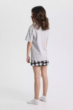 Пижама для девочки с шортами в клетку Vulpes 1014/1SS24 Familiy(фото3)