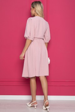 Платье розовое на запах с объёмными рукавами Lady Taiga(фото5)